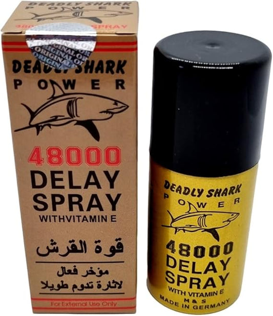 Deadly Shark Power 48000 Delay Spray for Men | Last Longer in Bed | 150 Sprays | Desensitizing for Premature Ejaculation PE | 45ml | Helps Prolong and Control Climax